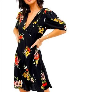 Free People black neon garden mini dress size 0